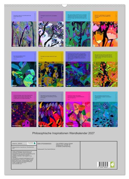 Produktbild: Philosophische Inspirationen Wandkalender 2027 (Wandkalender 2027 DIN A2 hoch), CALVENDO Monatskalender