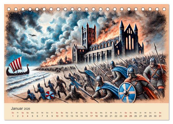 Produktbild: Die Wikingerzeit - Helden, K&ouml;nige und Entdeckungen (Tischkalender 2026 DIN A5 quer), CALVENDO Monatskalender