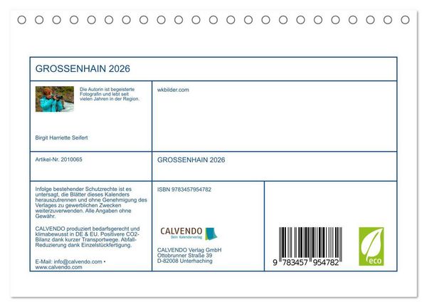 Produktbild: GROSSENHAIN 2026 (Tischkalender 2026 DIN A5 quer), CALVENDO Monatskalender