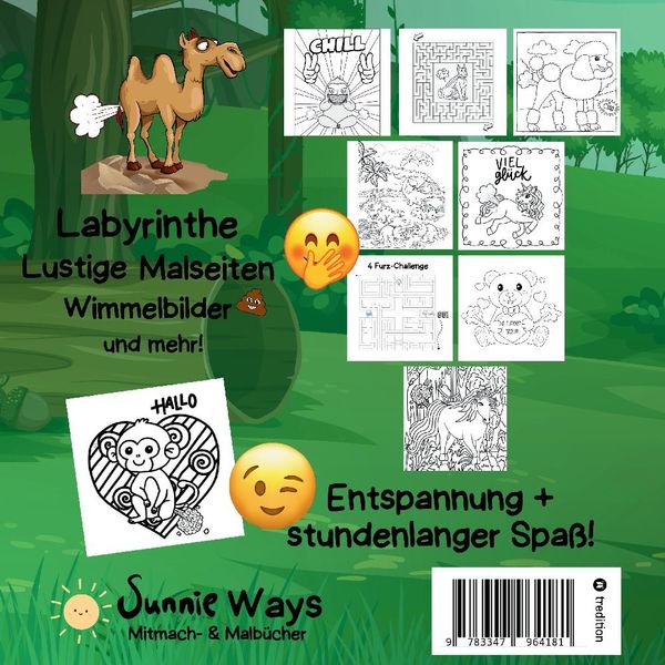 Produktbild: Mitmachbuch für Jungen Pupsende Tiere für clevere Kids Lustiges Aktivitätsbuch für Kinder mit Labyrinthen, Malseiten, Wimmelbildern, Emojis Geschenkid