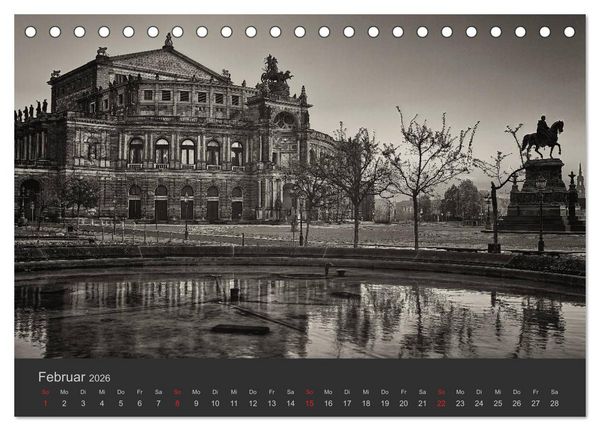 Produktbild: Dresden Schwarz Weiss 2026 (Tischkalender 2026 DIN A5 quer), CALVENDO Monatskalender