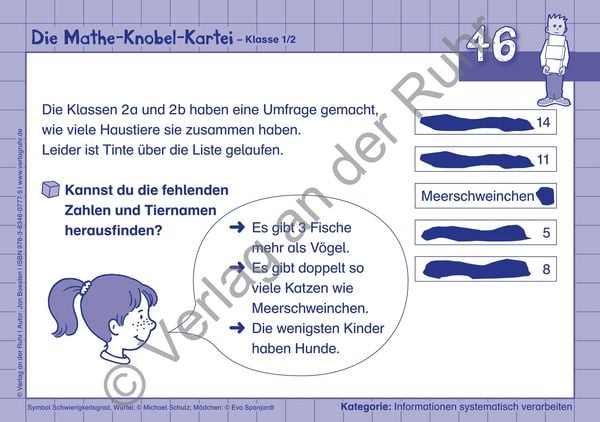 Produktbild: Die Mathe-Knobel-Kartei &ndash; Klasse 1/2