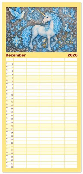 Produktbild: Familienplaner 2026 - Fabelhafte Mystikwesen mit 5 Spalten (Wandkalender, 21 x 45 cm) CALVENDO