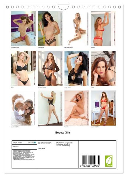 Produktbild: Beauty Girls (Wandkalender 2026 DIN A4 hoch), CALVENDO Monatskalender