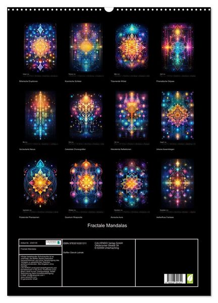 Produktbild: Fractale Mandalas (Wandkalender 2026 DIN A2 hoch), CALVENDO Monatskalender