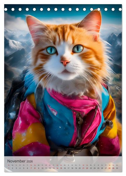 Produktbild: Outdoorsport f&uuml;r Katzen (Tischkalender 2026 DIN A5 hoch), CALVENDO Monatskalender