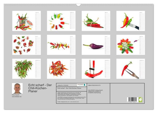 Produktbild: Echt scharf - Der Chili-K&uuml;chen-Planer (Wandkalender 2026 DIN A2 quer), CALVENDO Monatskalender