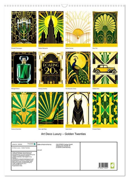 Produktbild: Art Deco Luxury &ndash; Golden Twenties (Wandkalender 2027 DIN A2 hoch), CALVENDO Monatskalender