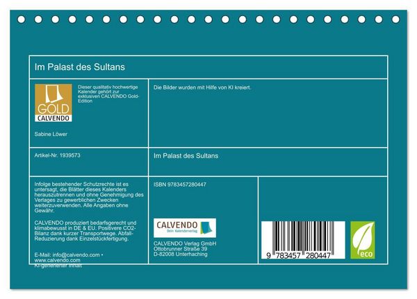 Produktbild: Im Palast des Sultans (Tischkalender 2026 DIN A5 quer), CALVENDO Monatskalender