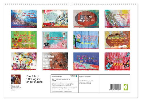 Produktbild: Die Pflicht ruft! Sag ihr, ich ruf zur&uuml;ck. (hochwertiger Premium Wandkalender 2026 DIN A2 quer), Kunstdruck in Hochglanz