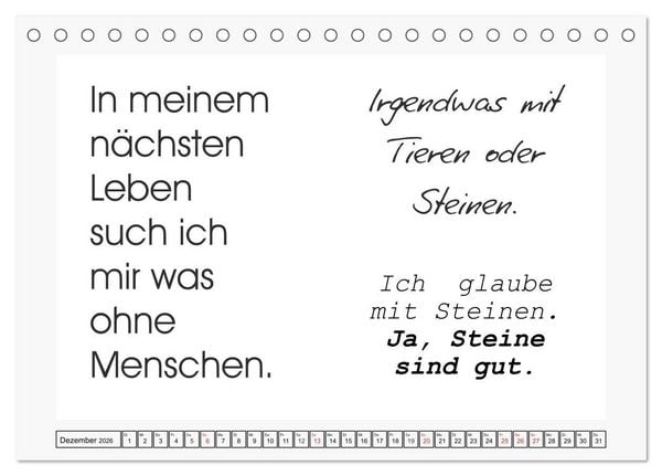 Produktbild: Typo-Kalender f&uuml;r das B&uuml;ro. Sarkasmus und fiese Spr&uuml;che (Tischkalender 2026 DIN A5 quer), CALVENDO Monatskalender