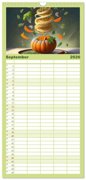 Produktbild: Familienplaner 2026 - Nudel Varianten mit 5 Spalten (Wandkalender, 21 x 45 cm) CALVENDO