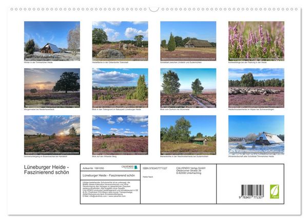 Produktbild: L&uuml;neburger Heide - Faszinierend sch&ouml;n (hochwertiger Premium Wandkalender 2026 DIN A2 quer), Kunstdruck in Hochglanz