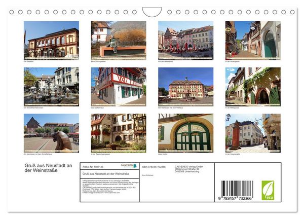 Produktbild: Gru&szlig; aus Neustadt an der Weinstra&szlig;e (Wandkalender 2026 DIN A4 quer), CALVENDO Monatskalender