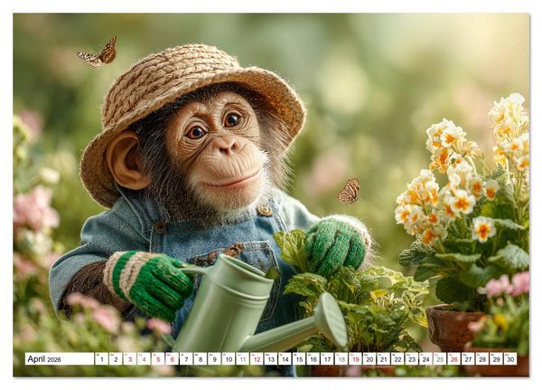 Produktbild: Affentheater - Kinderkalender mit lustigen Affen in verschiedenen Berufen (Tischkalender 2026 DIN A5 quer), CALVENDO Monatskalender