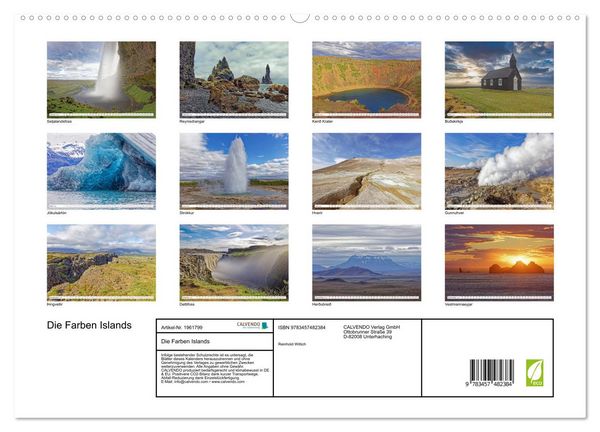 Produktbild: Die Farben Islands (hochwertiger Premium Wandkalender 2026 DIN A2 quer), Kunstdruck in Hochglanz