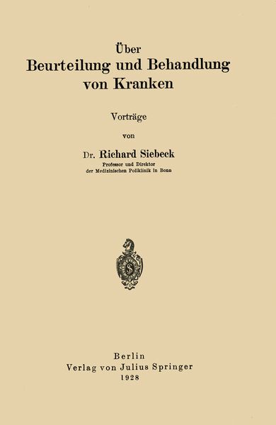 Produktbild: &Uuml;ber Beurteilung und Behandlung von Kranken