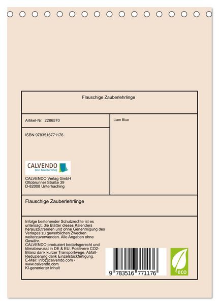 Produktbild: Flauschige Zauberlehrlinge (Tischkalender 2027 DIN A5 hoch), CALVENDO Monatskalender