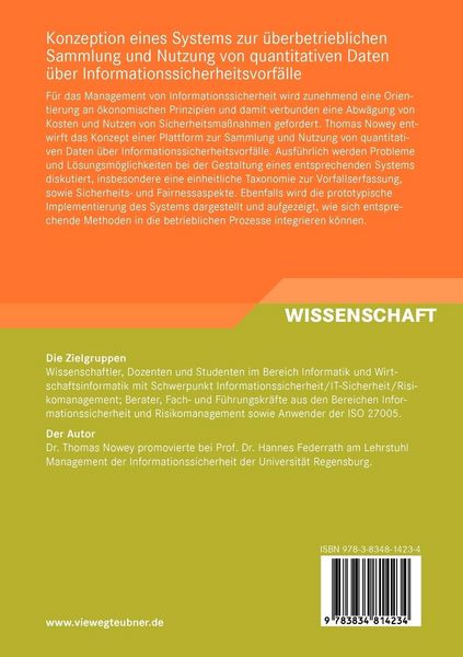 Produktbild: Konzeption eines Systems zur &uuml;berbetrieblichen Sammlung und Nutzung von quantitativen Daten &uuml;ber Informationssicherheitsvorf&auml;lle