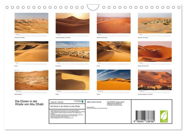 Produktbild: Die D&uuml;nen in der W&uuml;ste von Abu Dhabi (Wandkalender 2026 DIN A4 quer), CALVENDO Monatskalender