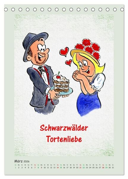 Produktbild: Bollenhut Cartoons (Tischkalender 2026 DIN A5 hoch), CALVENDO Monatskalender
