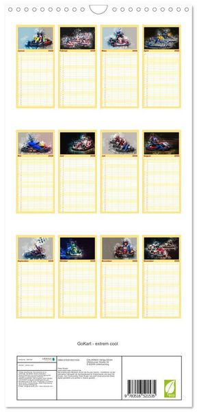 Produktbild: Familienplaner 2026 - GoKart - extrem cool mit 5 Spalten (Wandkalender, 21 x 45 cm) CALVENDO
