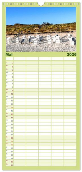 Produktbild: Familienplaner 2026 - SYLT D&uuml;nenwege mit 5 Spalten (Wandkalender, 21 x 45 cm) CALVENDO