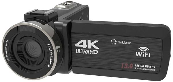 Produktbild: Renkforce RF-5798910 4K Camcorder 7.6cm 3 Zoll 13 Megapixel Schwarz