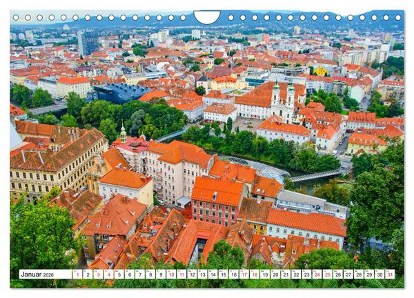 Produktbild: Graz - Ausblick auf die Dachlandschaft (Wandkalender 2026 DIN A4 quer), CALVENDO Monatskalender