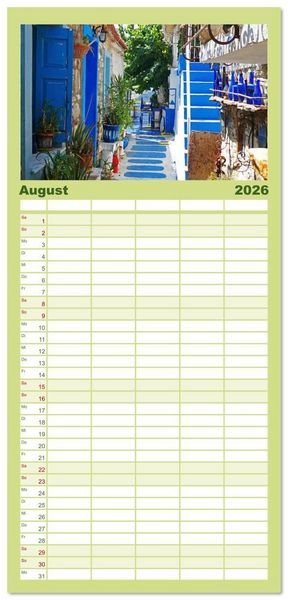 Produktbild: Familienplaner 2026 - Samos - gr&uuml;ne Perle in der &Auml;g&auml;is mit 5 Spalten (Wandkalender, 21 x 45 cm) CALVENDO