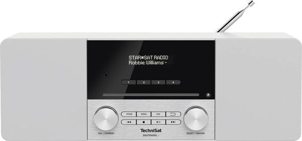 TechniSat DIGITRADIO 3 Tischradio DAB+, UKW CD, USB, Bluetooth® Inkl. Fernbedienung, Weckfunktion, Akku-Ladefunktion Wei