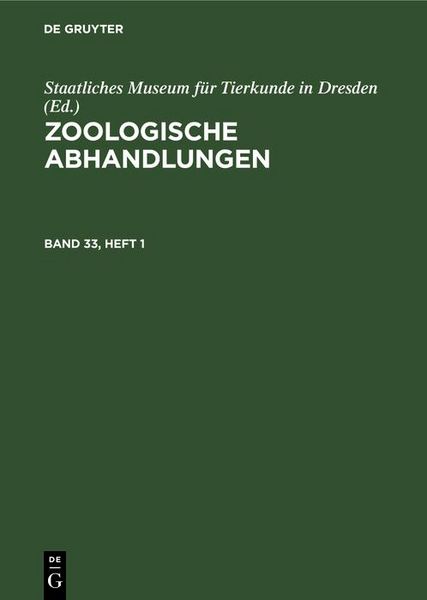 Produktbild: Zoologische Abhandlungen. Band 33, Heft 1