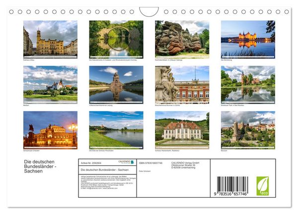 Produktbild: Die deutschen Bundesl&auml;nder - Sachsen (Wandkalender 2026 DIN A4 quer), CALVENDO Monatskalender