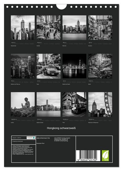 Produktbild: Hongkong schwarzwei&szlig; (Wandkalender 2026 DIN A4 hoch), CALVENDO Monatskalender