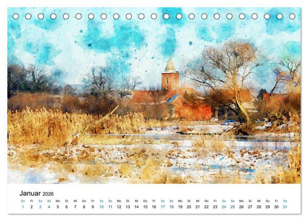 Produktbild: Havelland in Aquarell (Tischkalender 2026 DIN A5 quer), CALVENDO Monatskalender