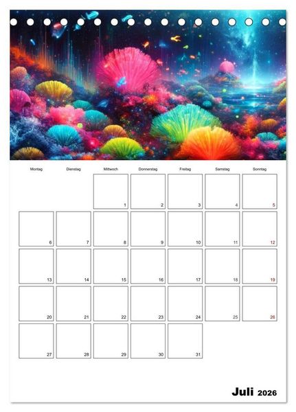 Produktbild: Neonlicht Familienplaner (Tischkalender 2026 DIN A5 hoch), CALVENDO Monatskalender