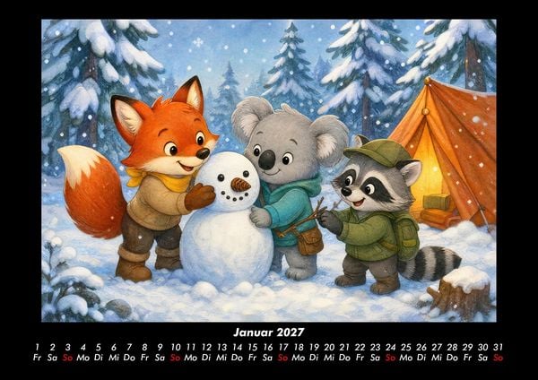Produktbild: Camping-Abenteuer mit Finn, Kiki & Rocco 2027 Fotokalender DIN A3