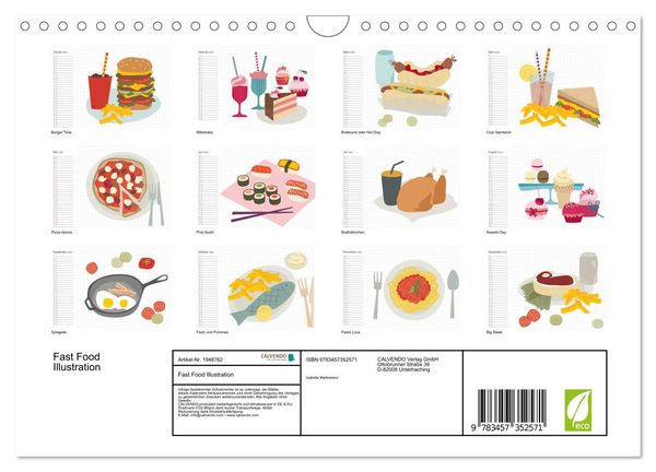 Produktbild: Fast Food Illustration (Wandkalender 2026 DIN A4 quer), CALVENDO Monatskalender