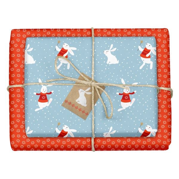 Produktbild: Geschenkpapier Set Weihnachten: Schneehase (f&uuml;r Kinder)