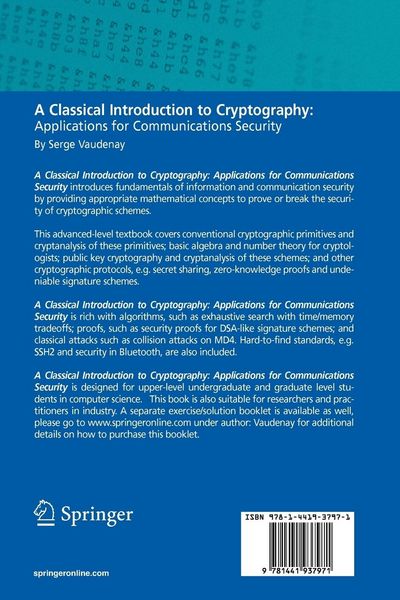 Produktbild: A Classical Introduction to Cryptography