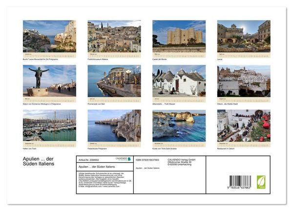 Produktbild: Apulien ... der S&uuml;den Italiens (Wandkalender 2026 DIN A3 quer), CALVENDO Monatskalender