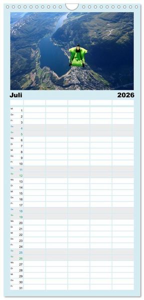 Produktbild: Familienplaner 2026 - Base Jumping Adrenalin- Kick mit 5 Spalten (Wandkalender, 21 x 45 cm) CALVENDO