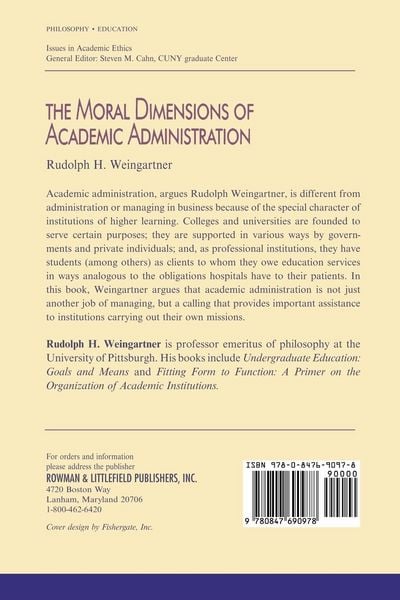 Produktbild: Moral Dimensions of Academic Administration