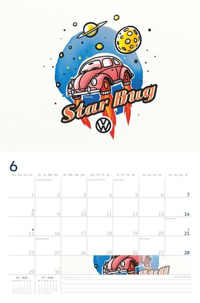 Produktbild: VW Broschürenkalender 2026 mit Illustrationen