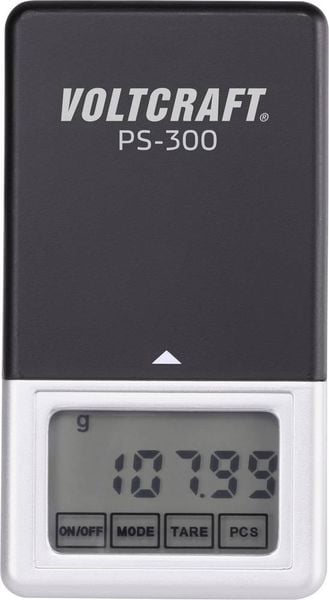 Produktbild: VOLTCRAFT PS-200 Taschenwaage VC-8912595 W&auml;gebereich (max.) 200 g Ablesbarkeit 0.01 g batteriebetrieben Schwarz, Silber
