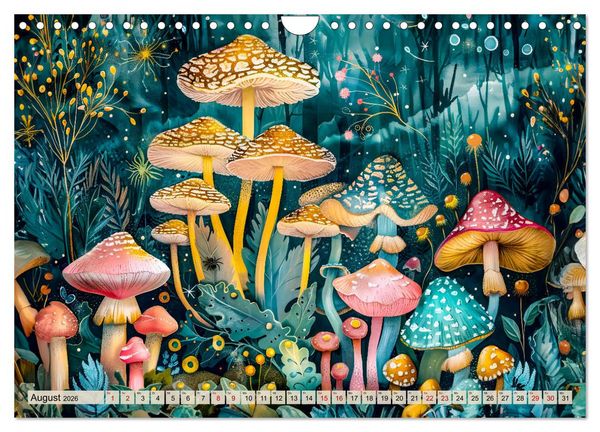 Produktbild: Zauberwelt der Pilze - Fantasievolle Pilze im verwunschenen Wald (Wandkalender 2026 DIN A4 quer), CALVENDO Monatskalender