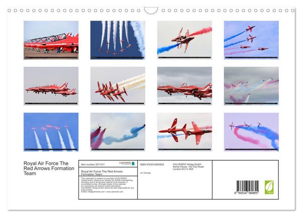 Produktbild: Royal Air Force The Red Arrows Formation Team (Wall Calendar 2026 DIN A3 landscape), CALVENDO 12 Month Wall Calendar