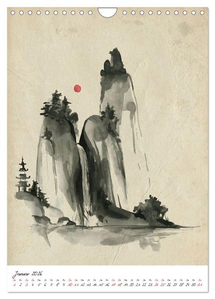 Produktbild: Sumi-e Kunst im japanischen Stil (Wandkalender 2026 DIN A4 hoch), CALVENDO Monatskalender