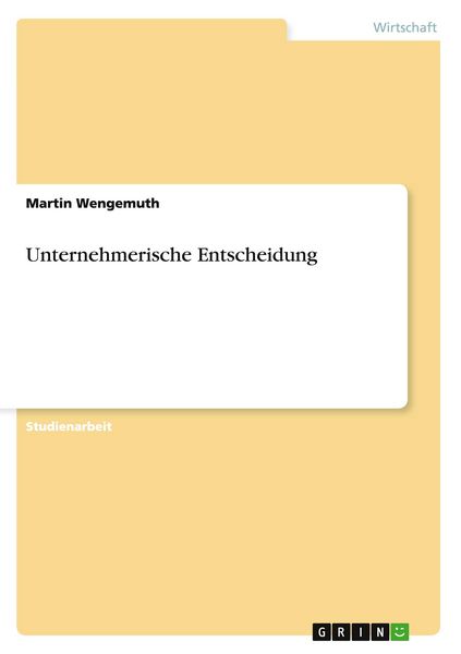 Produktbild: Unternehmerische Entscheidung