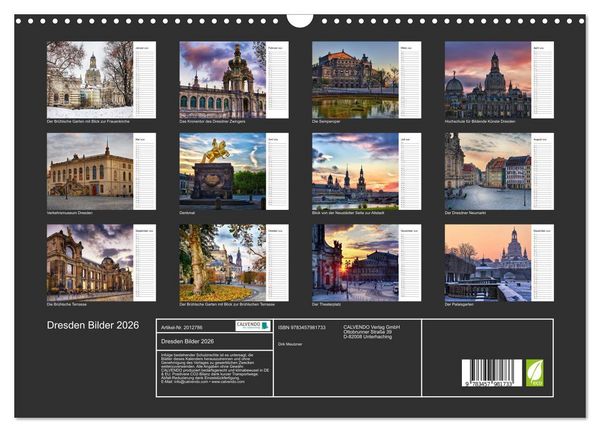 Produktbild: Dresden Bilder 2026 (Wandkalender 2026 DIN A3 quer), CALVENDO Monatskalender